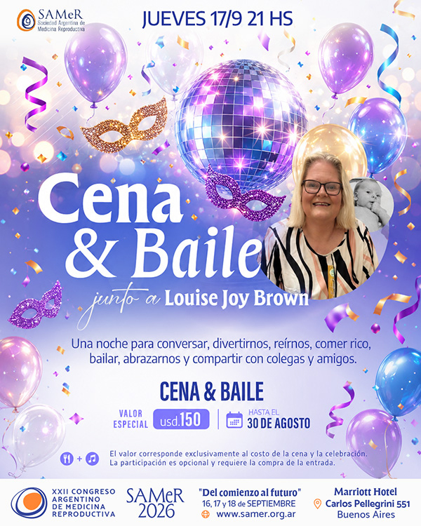 Cena & Baile SAMeR 2026 junto a Louise Joy Brown